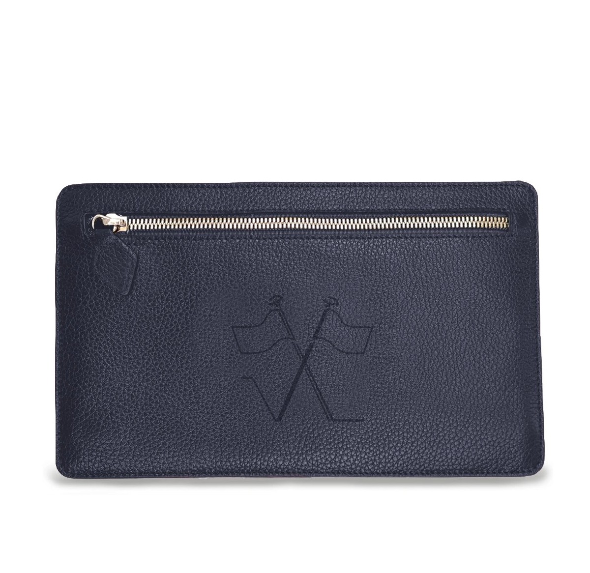 Notre pochette plate Vanda, face arrière avec sa poche zippée