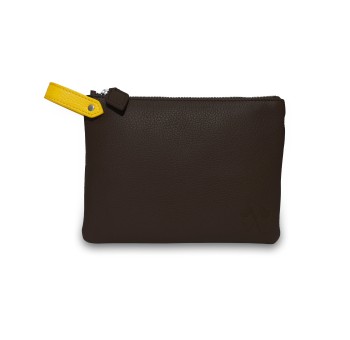 Pochette Vue Lac Volta en cuir marron