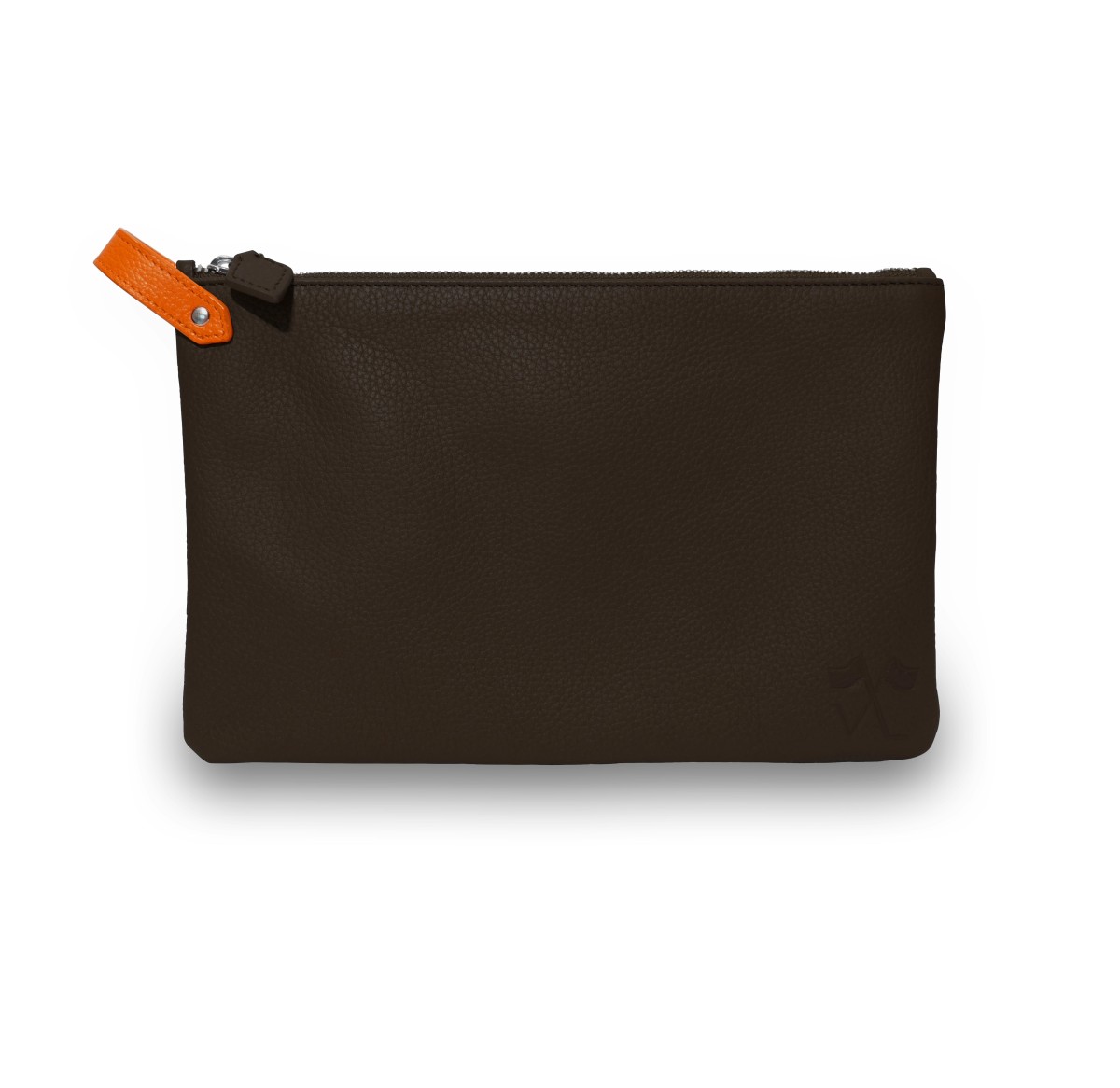 Pochette Vue Lac Volta en cuir marron