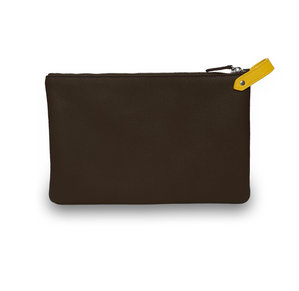 Pochette Vue Lac Volta en cuir marron