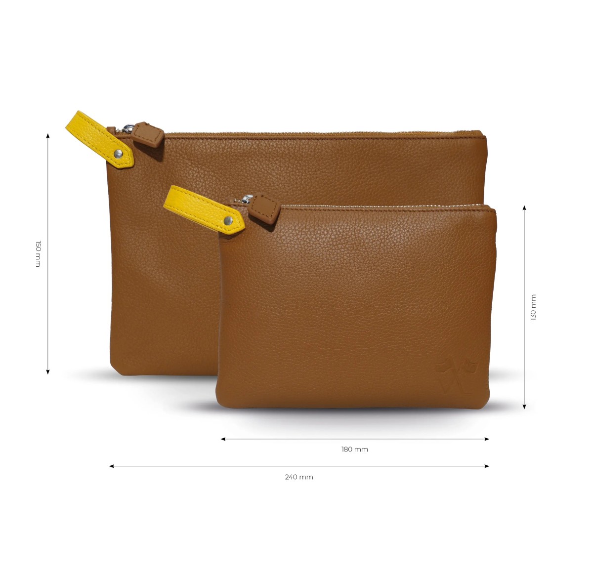 Pochette Vue Lac Volta en cuir cognac