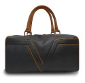 Sac bowling noir liseré cognac Valière