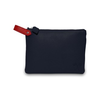 Pochette zippée marine boucle rouge Volta