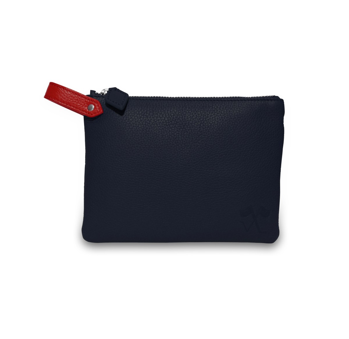 Pochette Vue Lac Volta en cuir marine