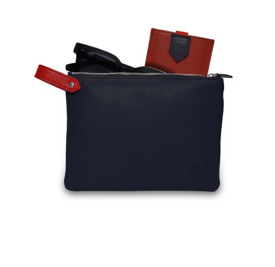 Pochette Vue Lac Volta en cuir marine Pochette Vue Lac Volta en cuir marine