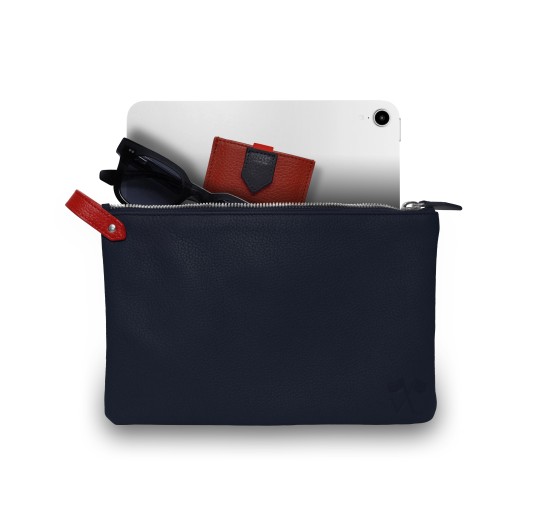 Pochette Vue Lac Volta en cuir marine Pochette Vue Lac Volta en cuir marine