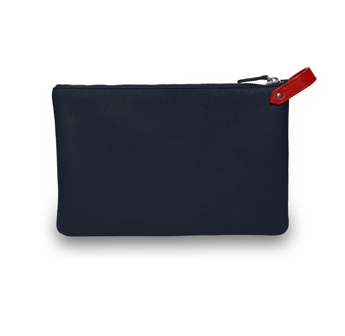 Pochette Vue Lac Volta en cuir marine