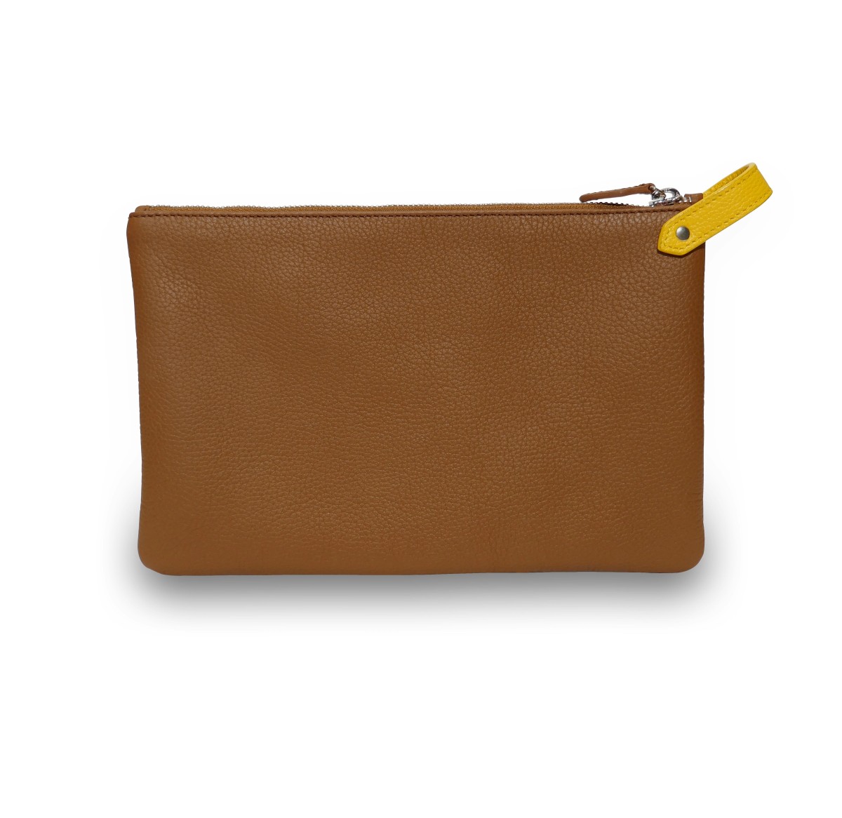 Pochette Vue Lac Volta en cuir cognac