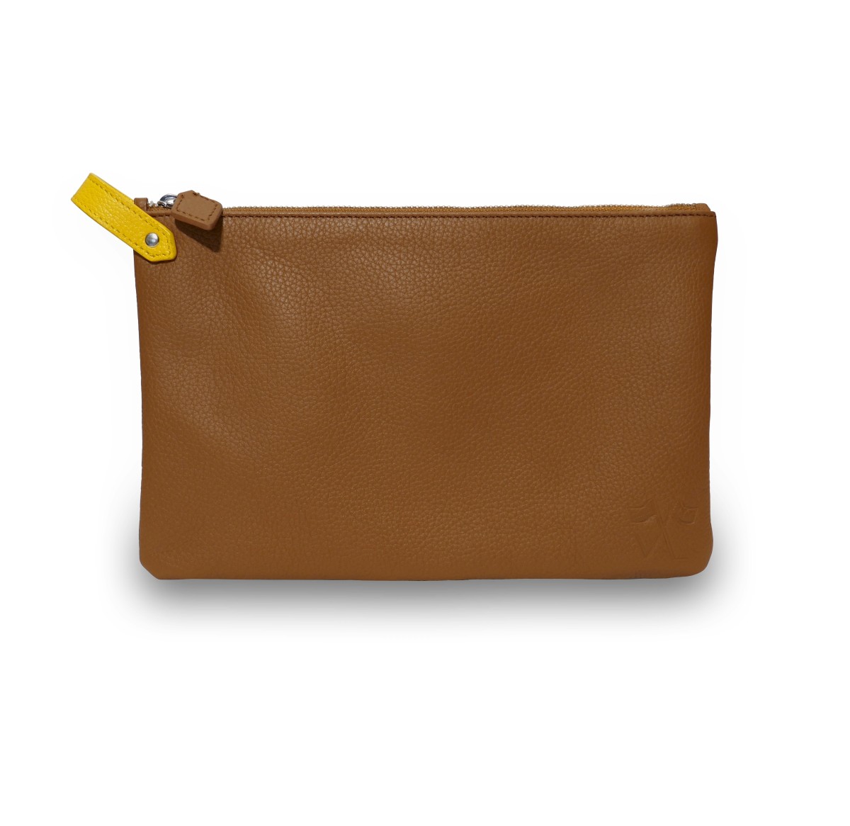 Pochette Vue Lac Volta en cuir cognac